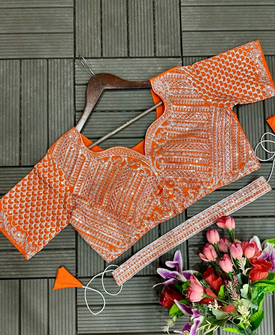 Embroidered Ready-to-Wear Saree with Designer Blouse