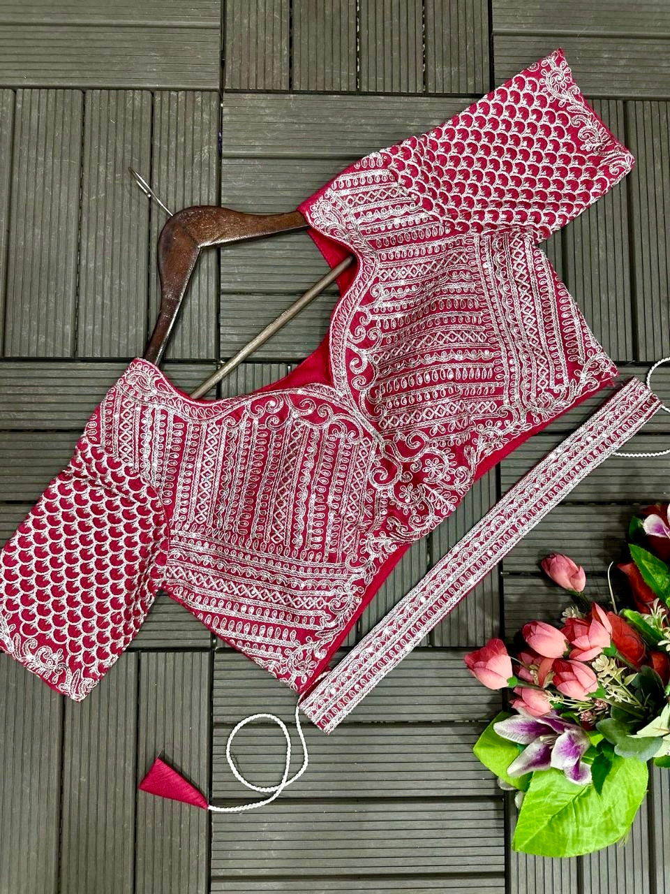 Embroidered Ready-to-Wear Saree with Designer Blouse