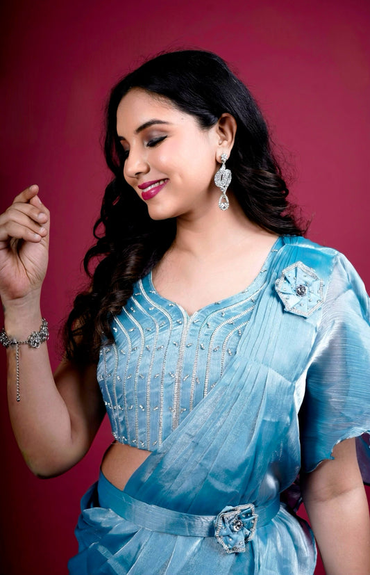 Elegant Ruffle Pre-Draped Saree