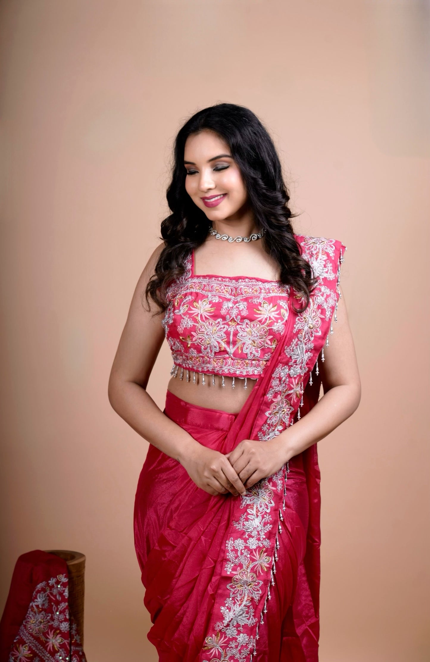 Designer Embroidered Ready-to-Wear Saree with Statement Jacket ( Koti )