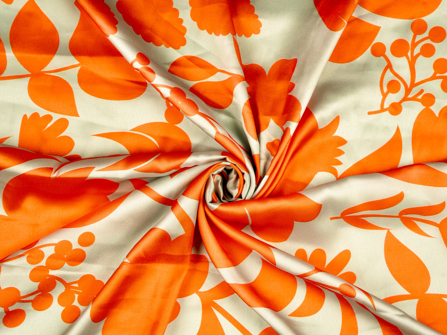 Stone Blue And Cider Orange Floral Pattern with Orange Border READY TO WEAR Satin Saree