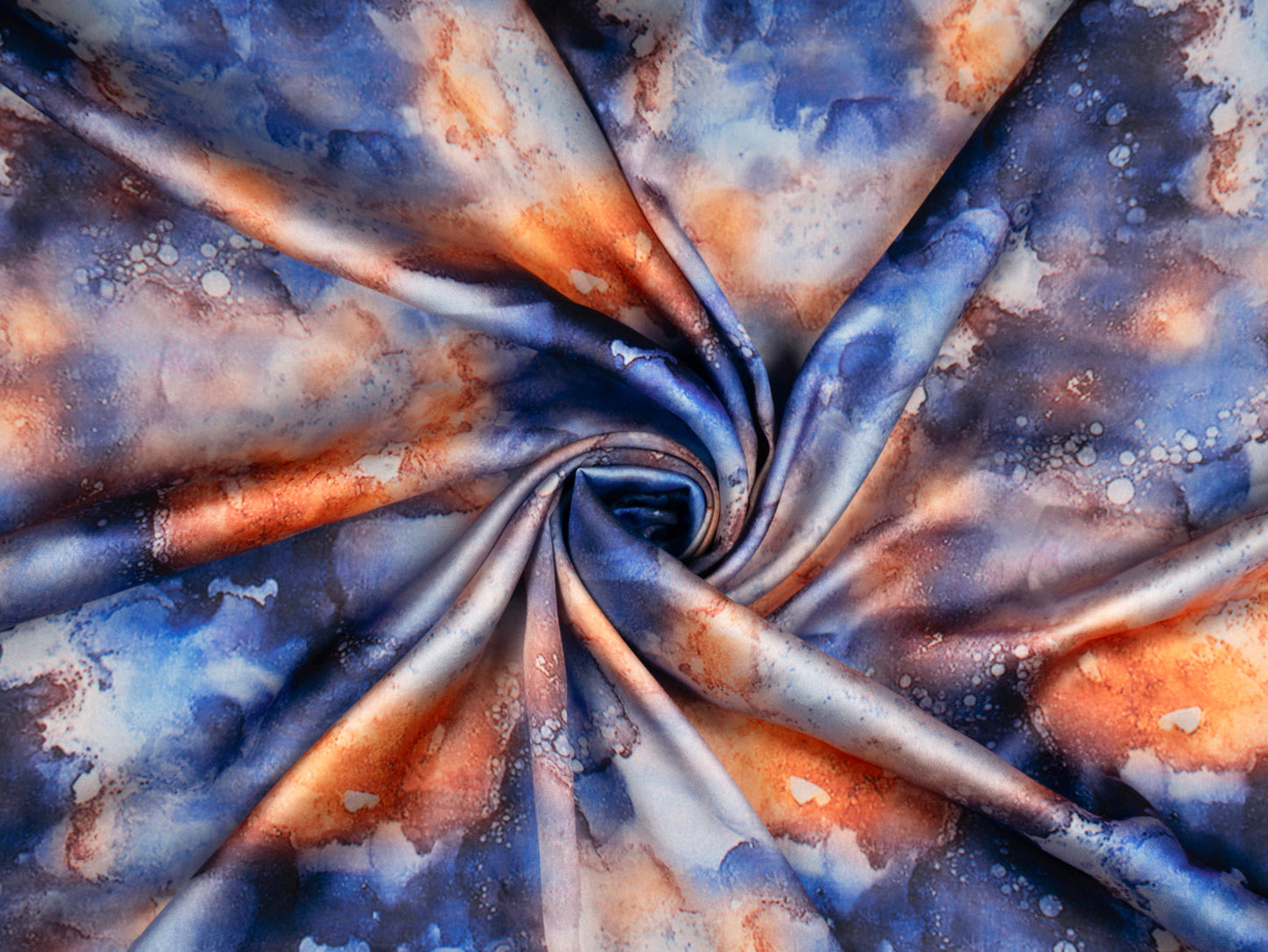 Blue Tye And Dye Pattern with Orange Border READY TO WEAR Satin Saree