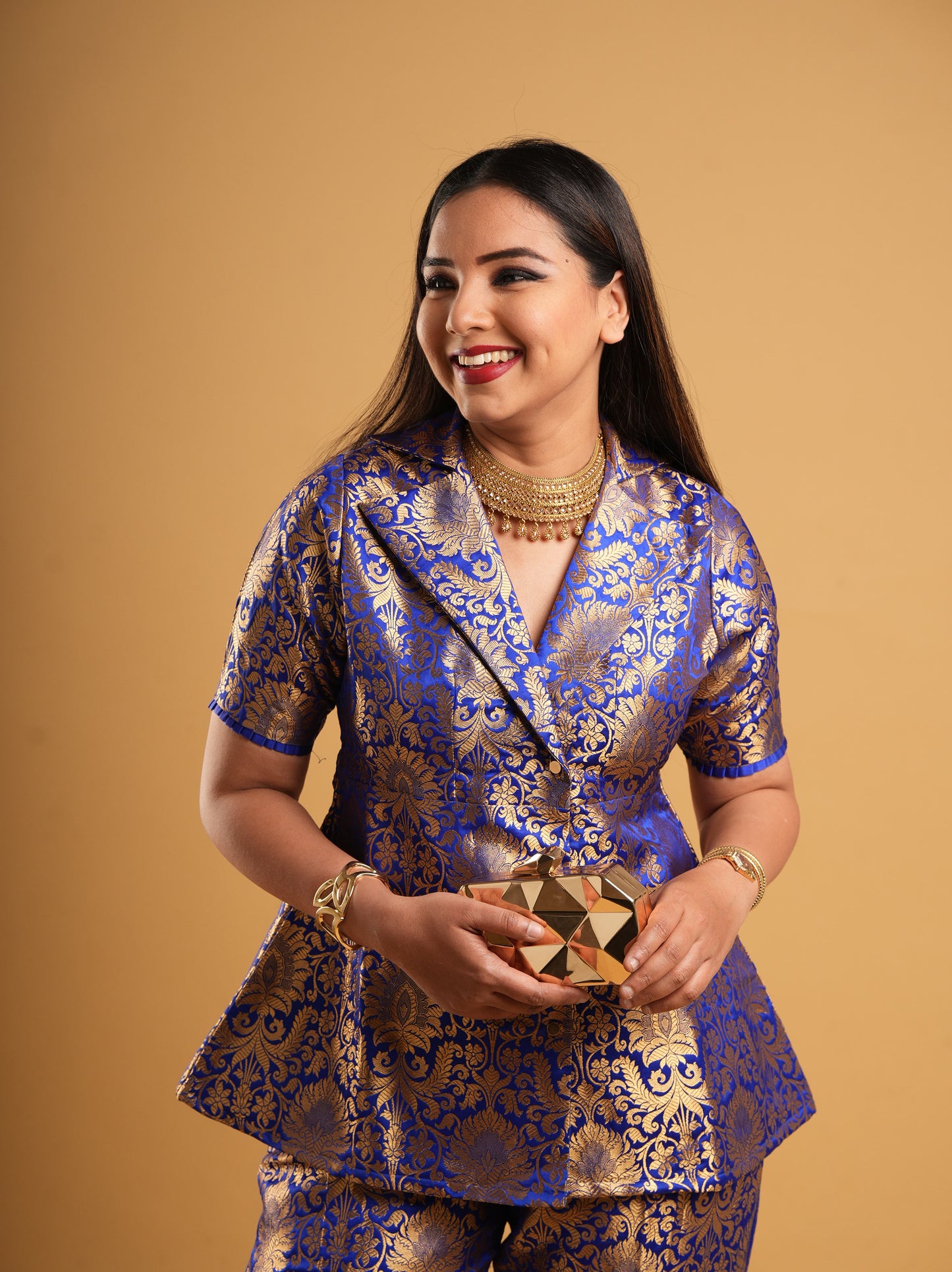 Royal Blue Banaras Brocade Co-ord Suit