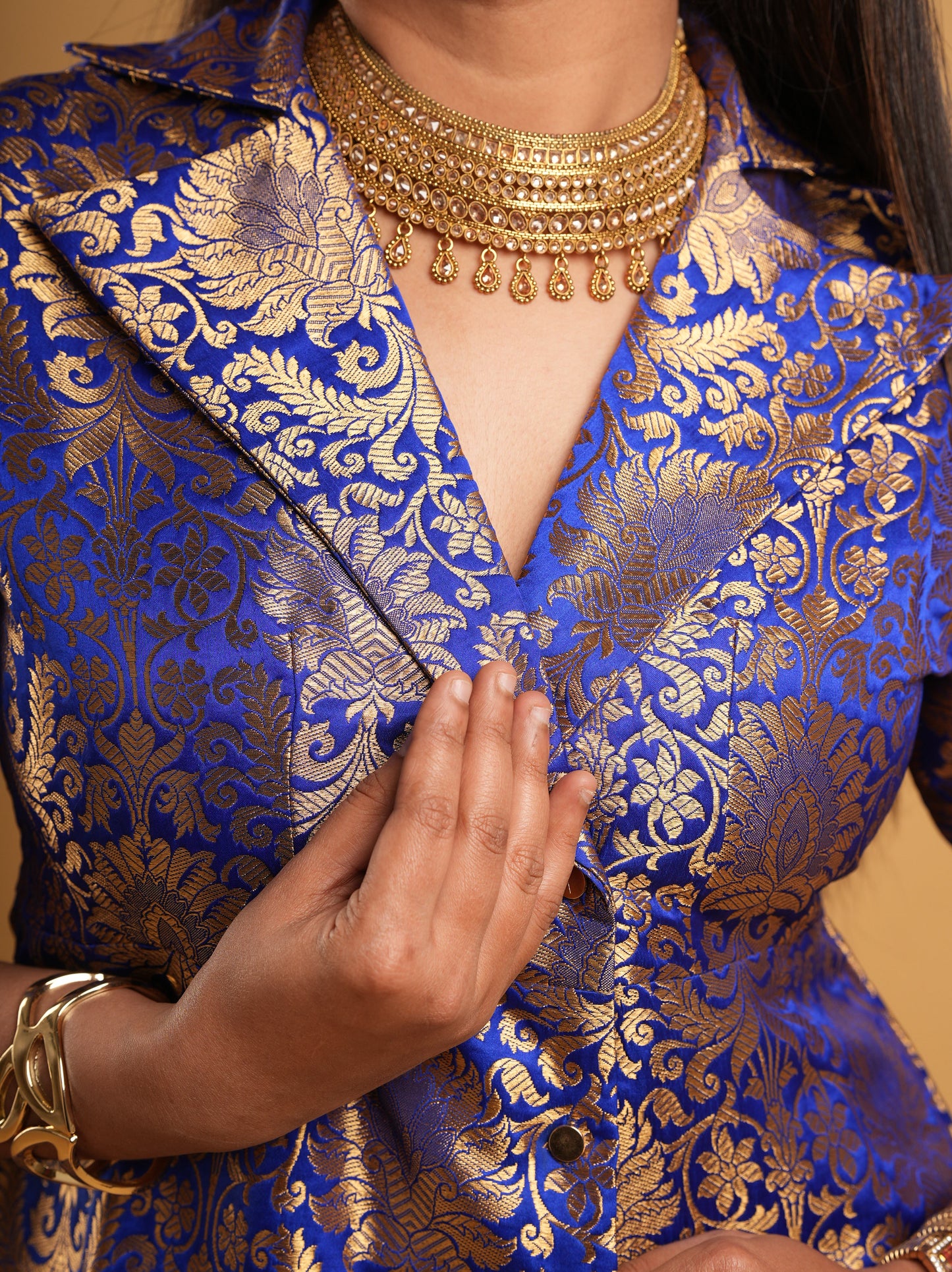 Royal Blue Banaras Brocade Co-ord Suit