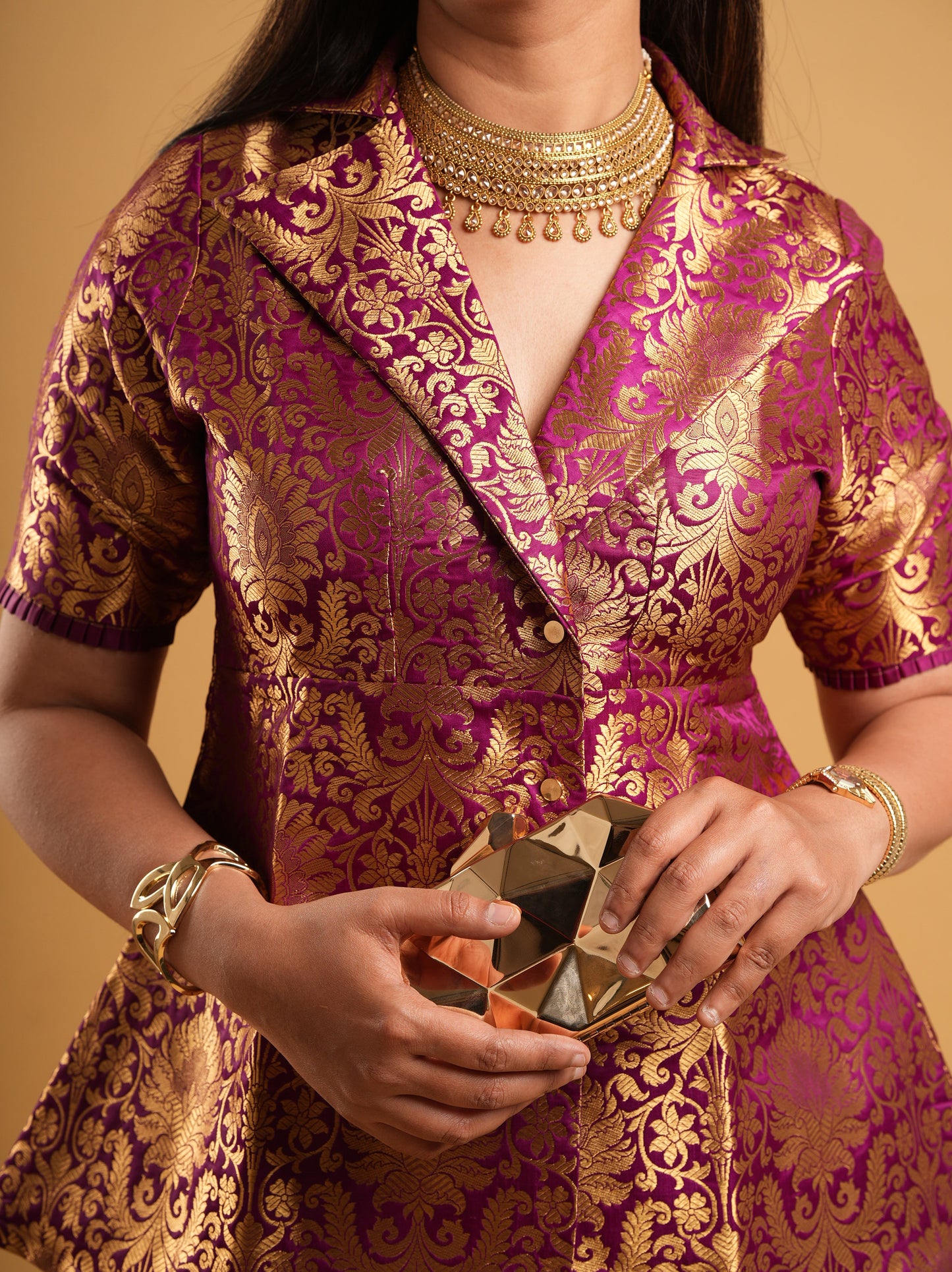 Plum Banaras Brocade Co-ord Suit